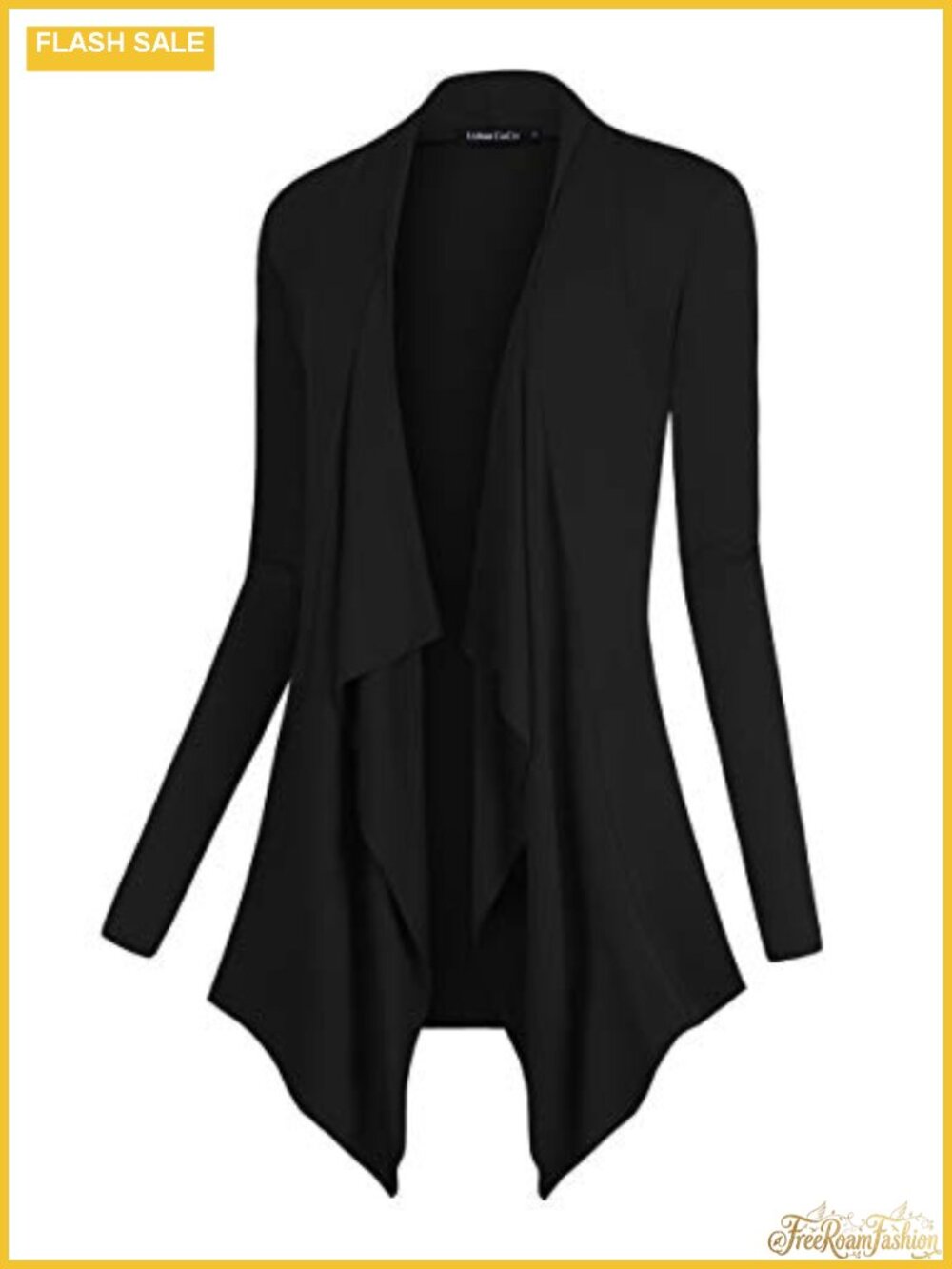 Drape Front Open Cardigan Long Sleeve Irregular Hem